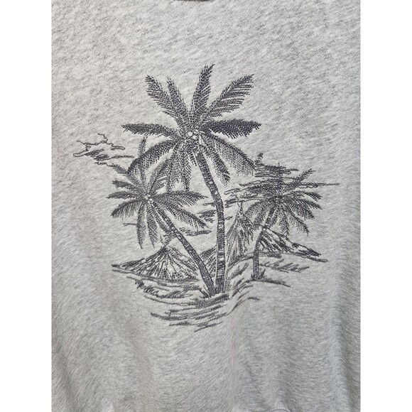 Old Navy Womens Medium Gray Sweater Cropped Palm Trees Coastal Paradise Tropical - Picture 6 of 16